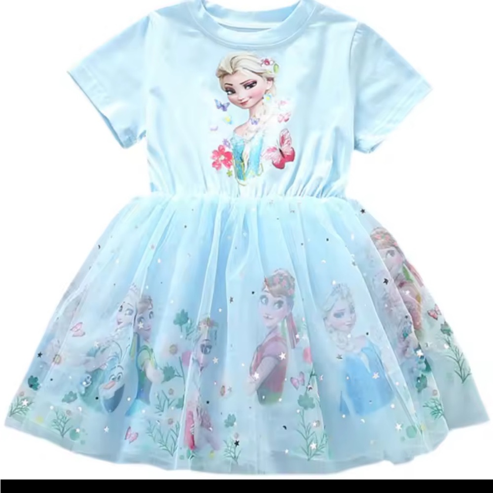 Frozen Themed Light Blue Kids Dress